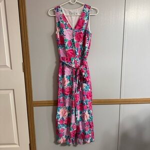 Vineyard Vines Pink Run For The Roses Floral Sleeveless Jumpsuit in Size 0